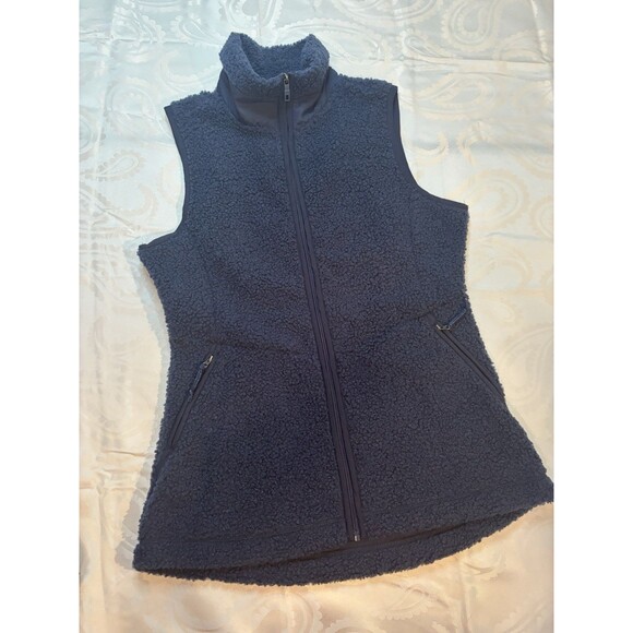 Women’s Avalanche Long vest Medium Navy Blue Fleece Zip Pockets Full Zip Closure - Picture 1 of 9